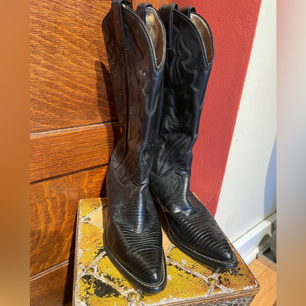 Cowboy boots black lizard skin